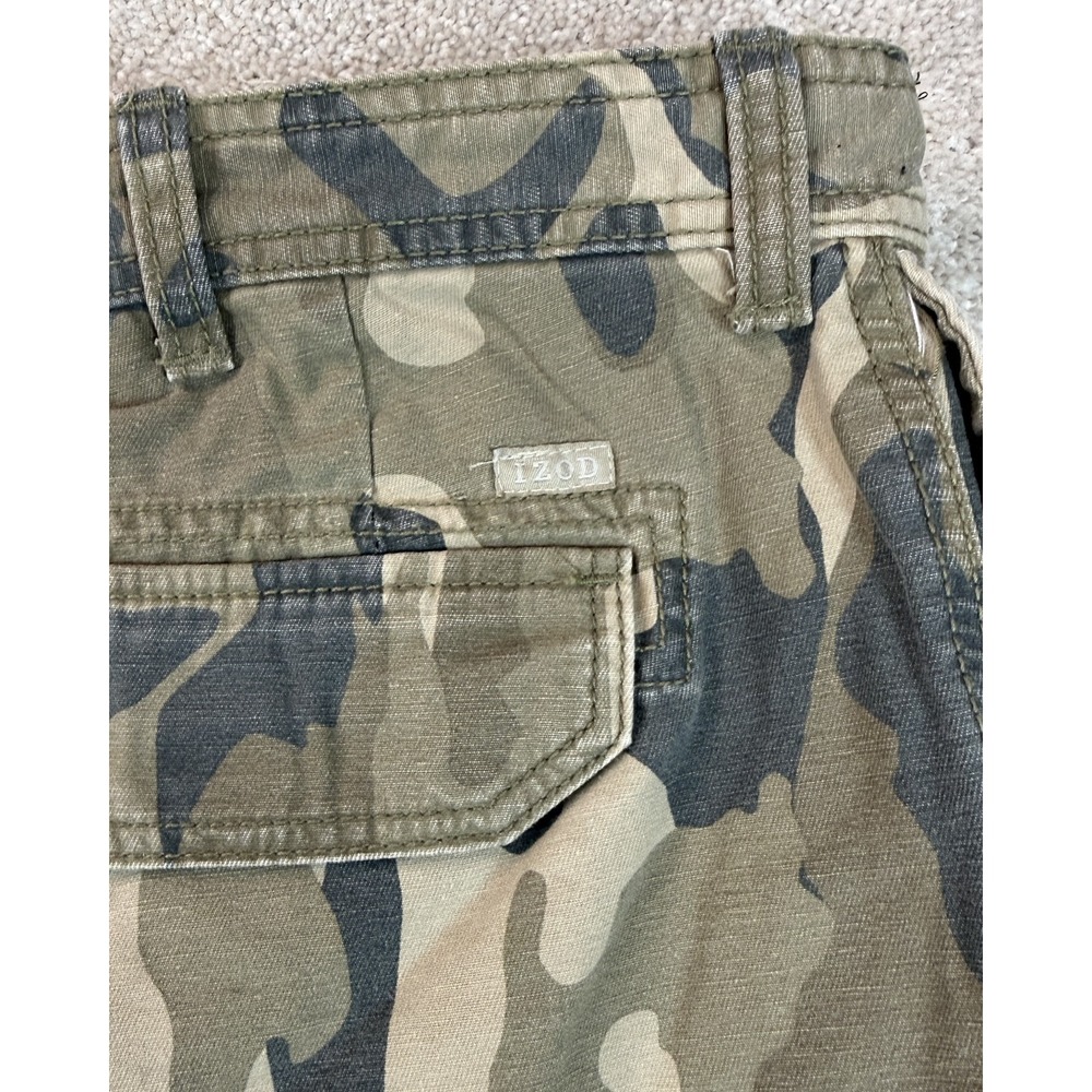 IZOD Cargo Shorts Men's 42 Brown Camouflage  10" Inseam Hiking Outdoor - Picture 8 of 8